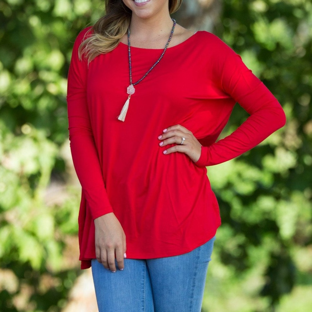 Piko 1988 Vibrant Red Long Sleeve Top size small